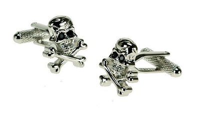 Skull & Crossbone Cufflinks with black eyes