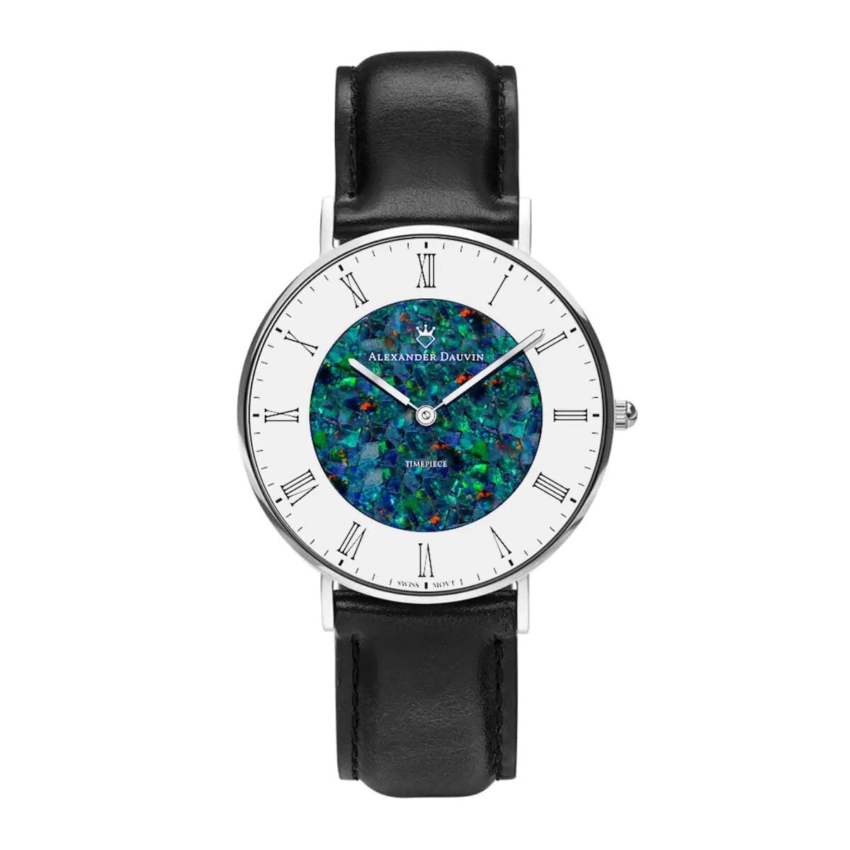 Romano Pedy Red Swiss Opal Watch 36MM with Black Leather Strap Watches Clinks 