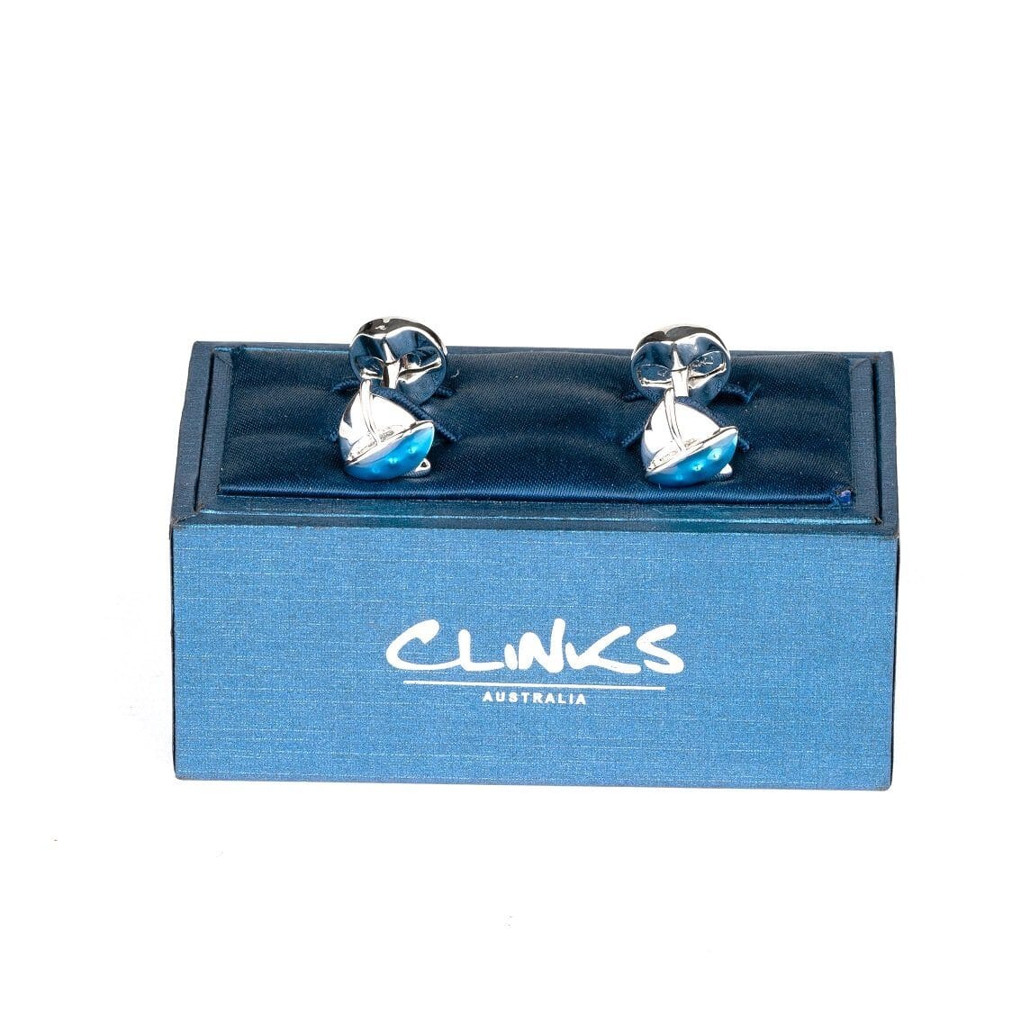 Blue/Silver Sailing Ship Cufflinks Novelty Cufflinks Clinks Australia 