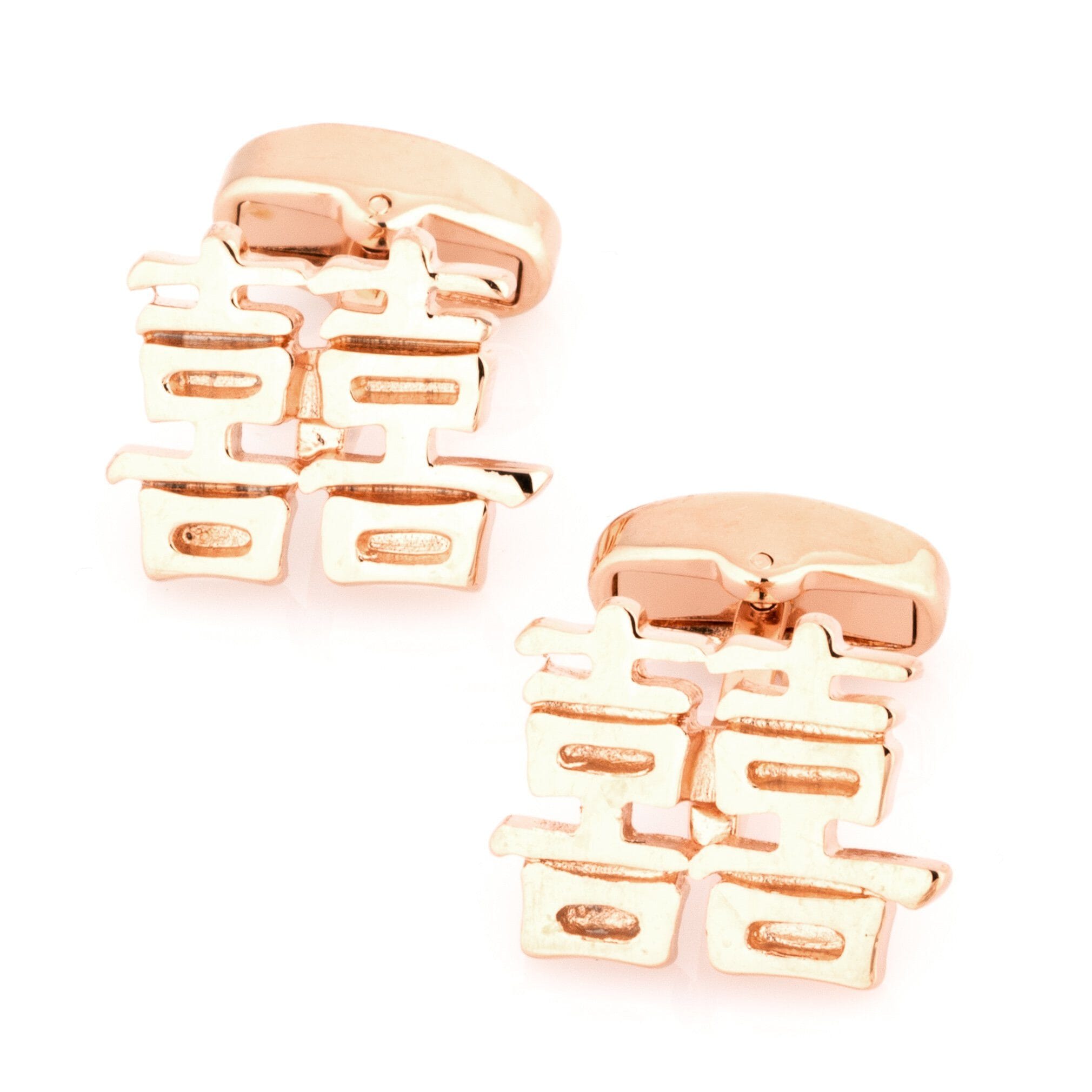Chinese Symbol of Double Happiness Rose Gold Novelty Cufflinks Clinks Australia 