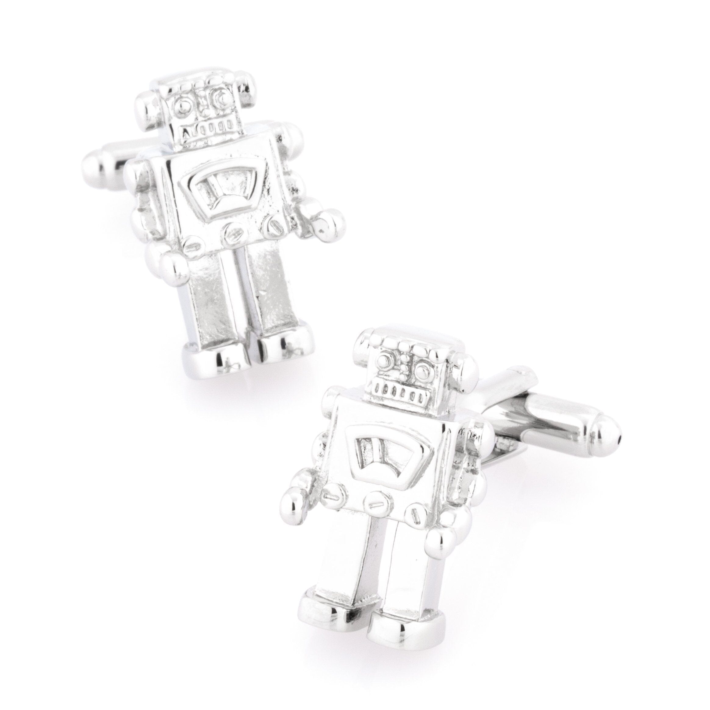 Robot Cufflinks in Shiny Silver Novelty Cufflinks Clinks Australia Robot Cufflinks in Shiny Silver 