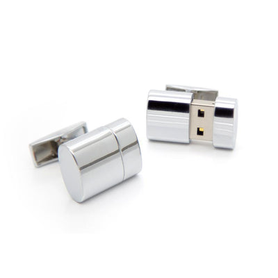 Working USB Cufflinks 32Gb Oval Flash Drive in Silver