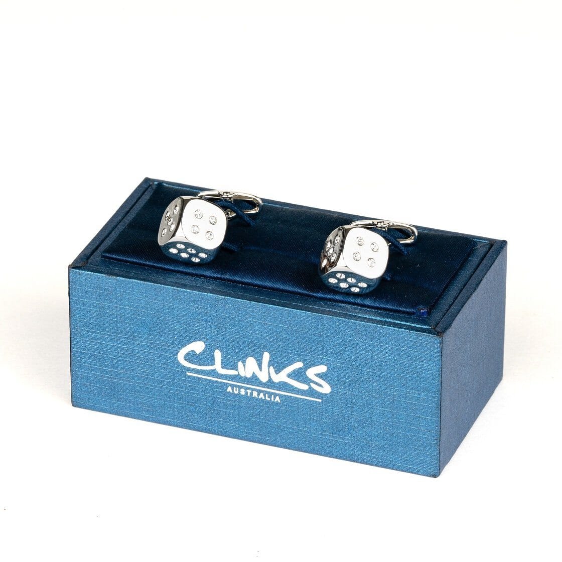 Silver "Diamond" Dice Cufflinks Novelty Cufflinks Clinks Australia 