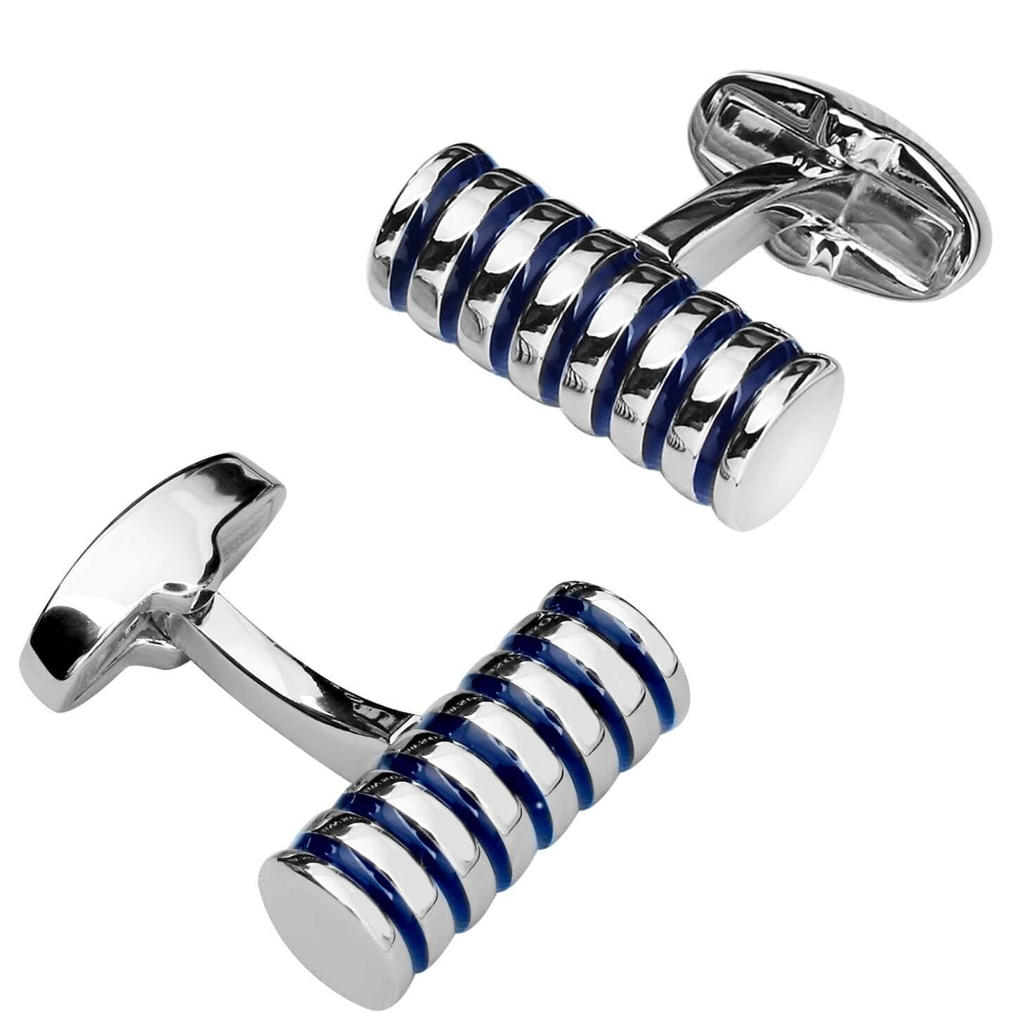Silver Cylinder with Black Grooves Cufflinks Classic & Modern Cufflinks Clinks Australia 