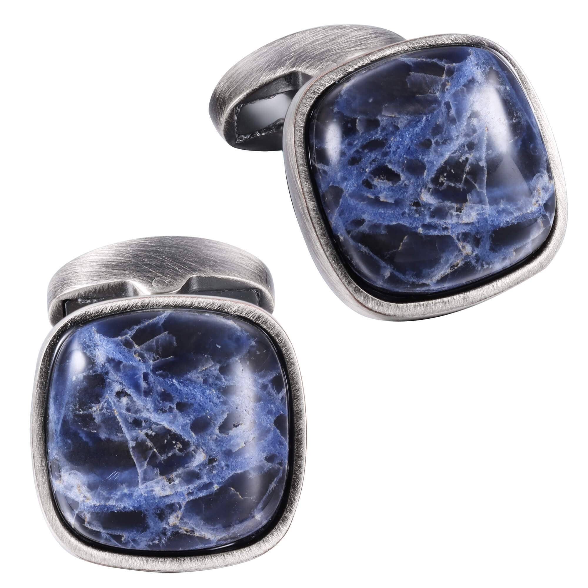 Sodalite in Antique Silver Cufflinks Classic & Modern Cufflinks Clinks Australia 
