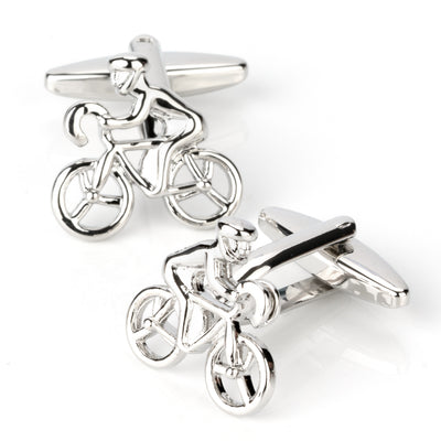 Silver Bicycle Cyclist Cufflinks