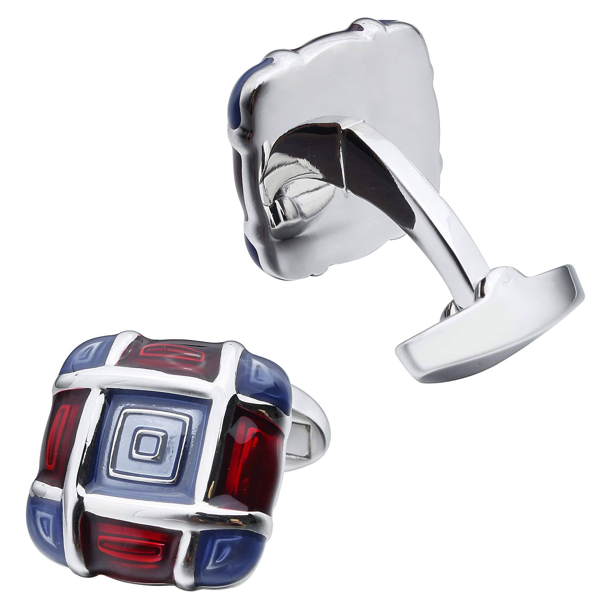 Blue and Red Enamel Squares Cufflinks Classic & Modern Cufflinks Clinks Australia 