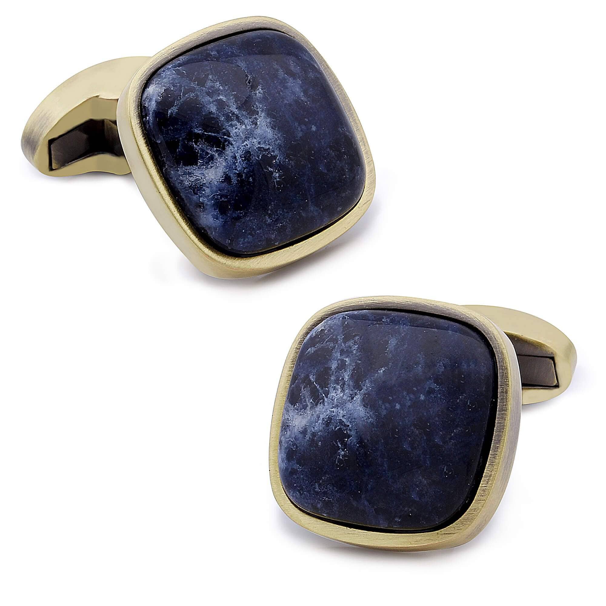 Sodalite in Antique Brass Cufflinks Classic & Modern Cufflinks Clinks Australia 