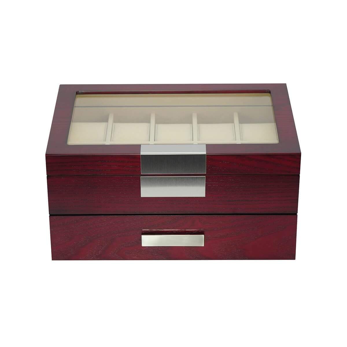 Cherry Wooden Watch Box for 20 Watches Watch Boxes Clinks 