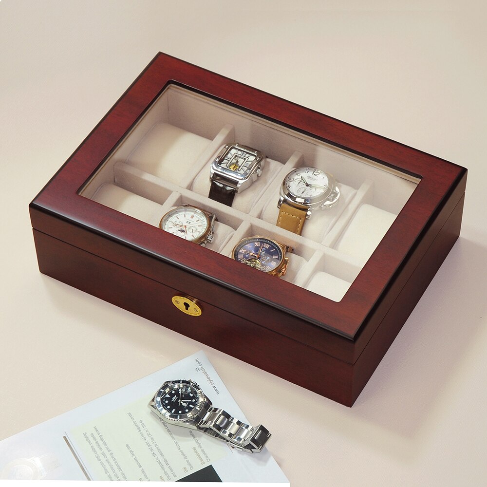 Cherry Wooden Watch Box, 8 Watch Box, Cuffed Watch Box, Clinks Australia Watch Box, Cherry Watch Boxes on Cuffed, Australia Watch Box, Watch Storage Box, Watch Display Box, 8 Slots Watch Box, Watch Boxes for 8, Cherry Watch Box, Wooden Watch Box, Cherry, Watch Boxes, CB5000, Clinks.com