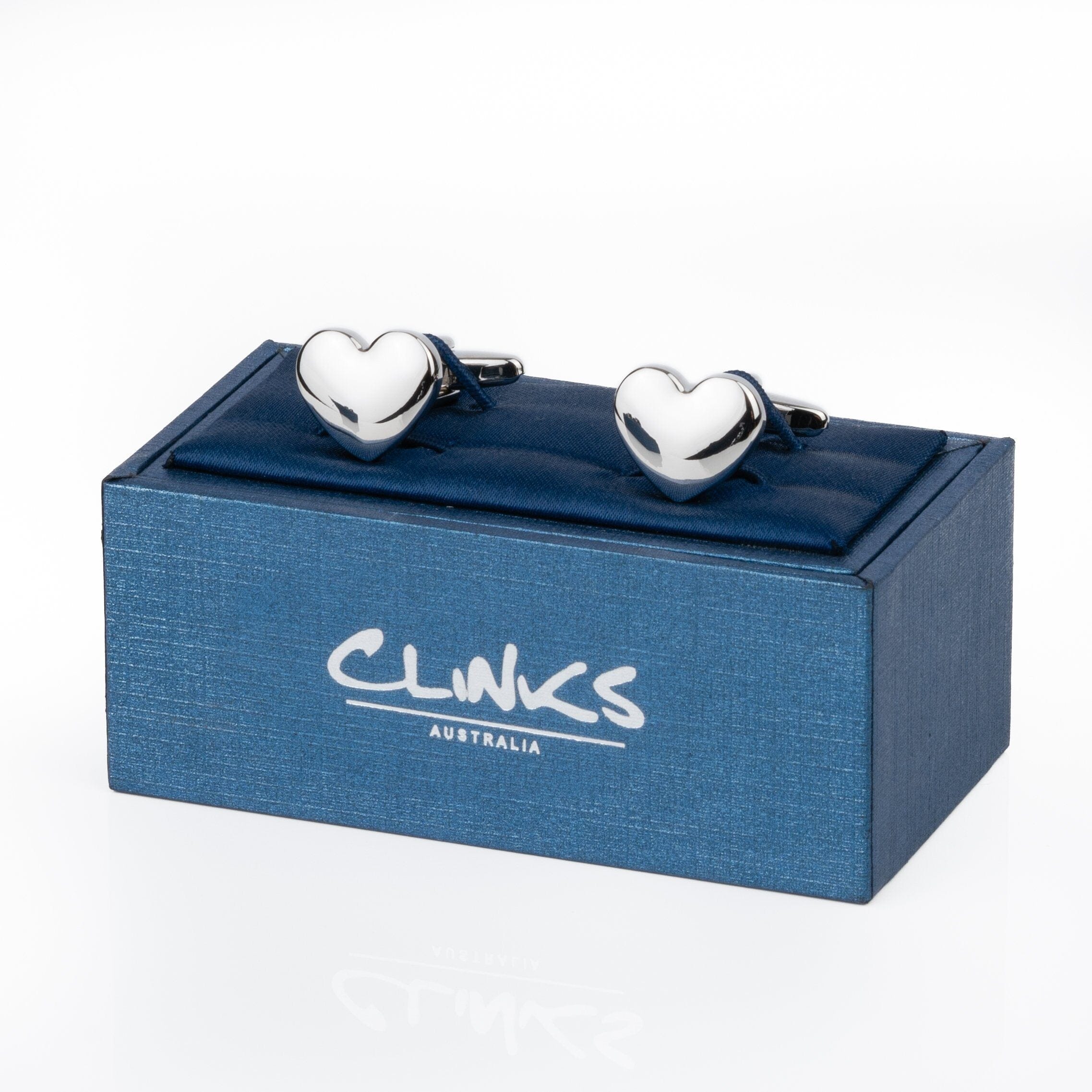 Silver Heart Engravable Cufflinks Classic & Modern Cufflinks Clinks Australia 