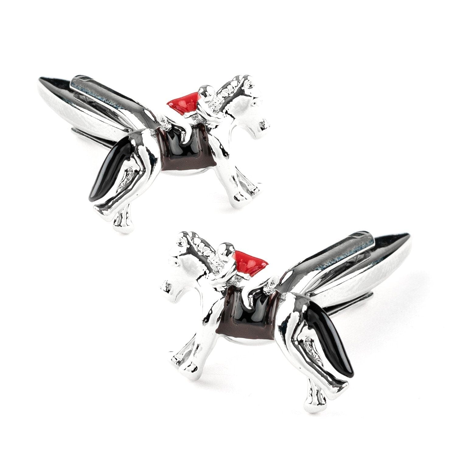 Racing Horses with Jockey (Colour) Cufflinks Novelty Cufflinks Clinks Australia 