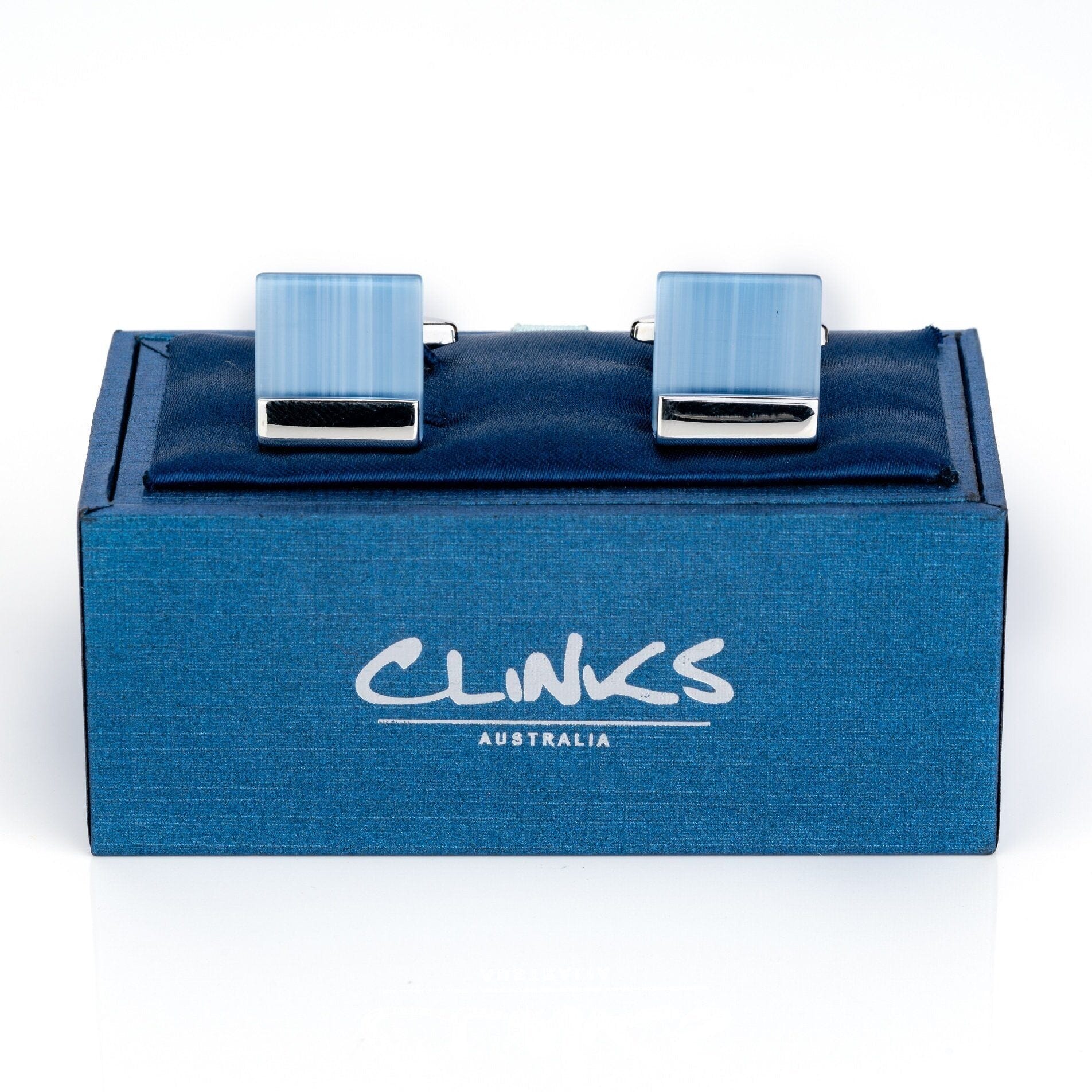 Blue Ice Cateye Cufflinks Classic & Modern Cufflinks Clinks Australia 