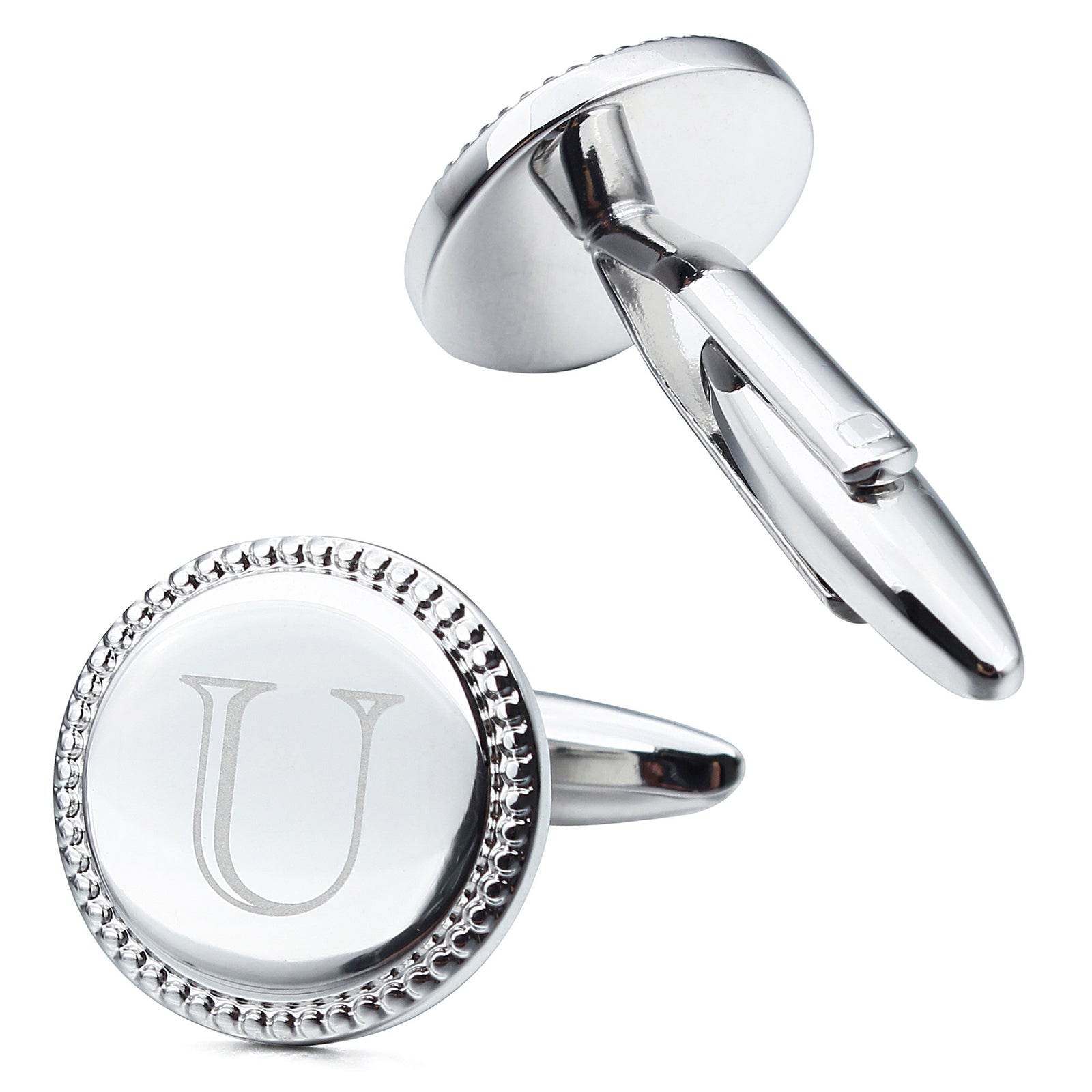 Letter U Initial Cufflinks -Round
