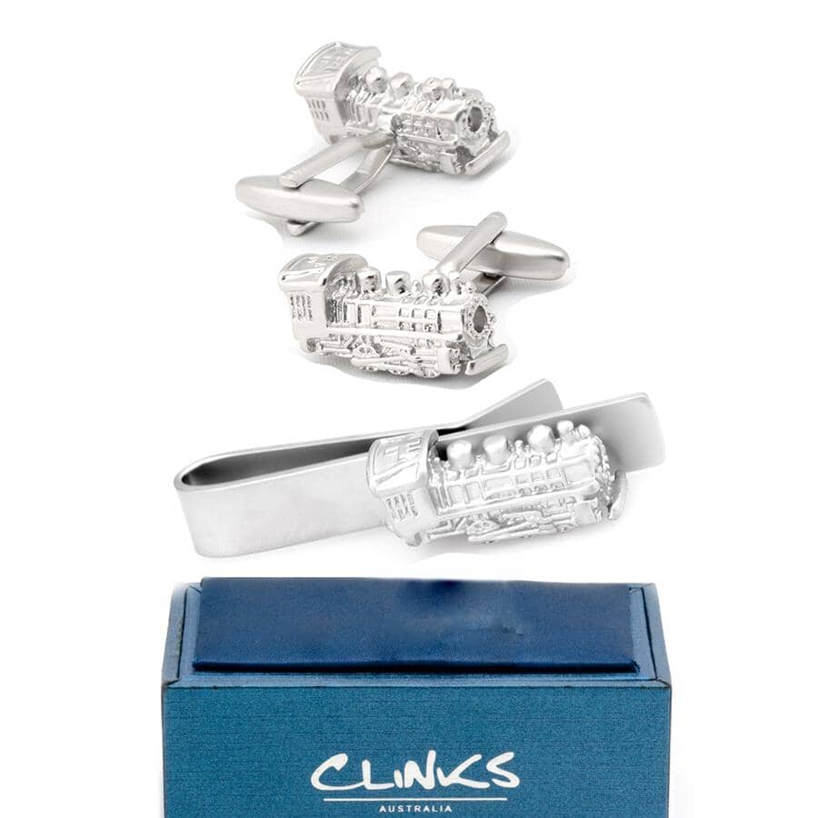 Train Cufflinks & Tie Bar Set Gift Set Clinks Australia 