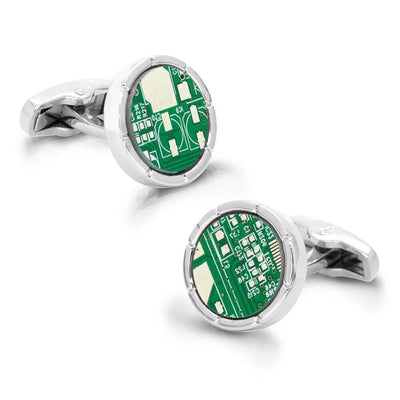 Upcycled Round Circuit Board Cufflinks