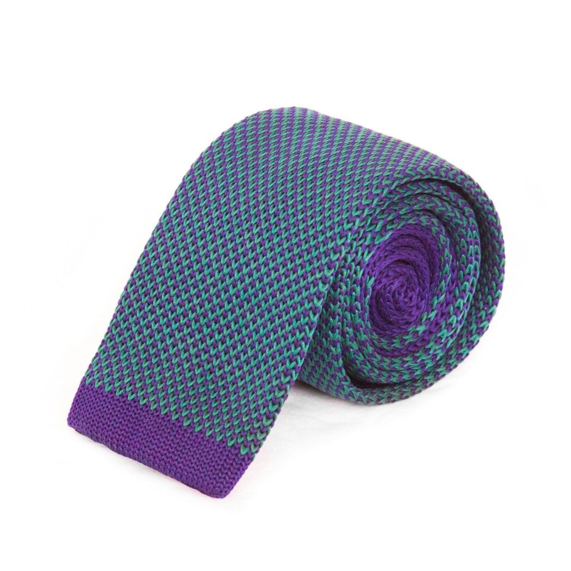 Green and Navy Weave Knitted Tie