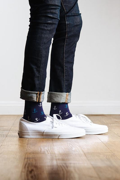 Stay Anchored Sock, Socks, Aynn Socks, Dark Navy, Carded Cotton, Nylon, Rayon, SK1026, Men's Socks, Socks for Men, Clinks.com