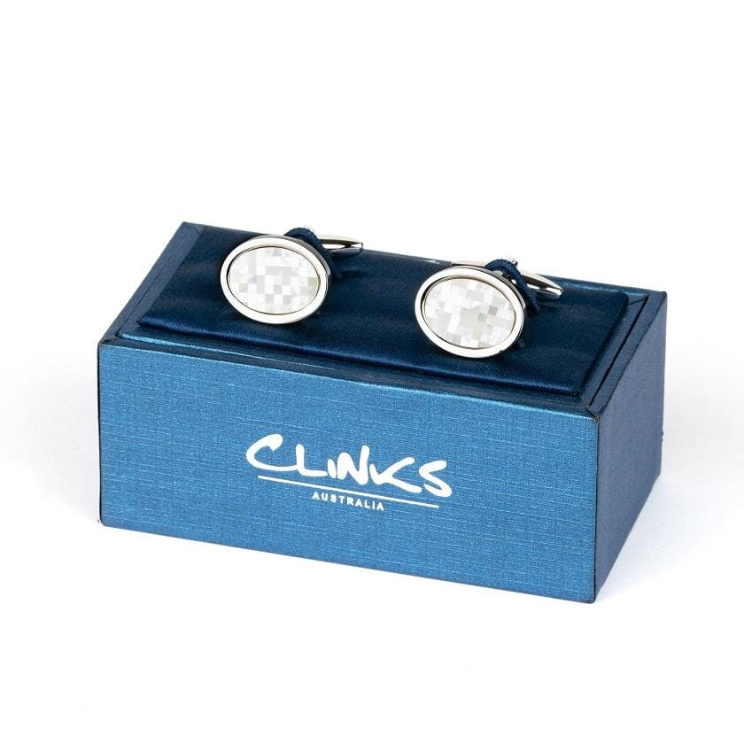 Crystal Mother of Pearl Mosaic Cufflinks Classic & Modern Cufflinks Clinks Australia 
