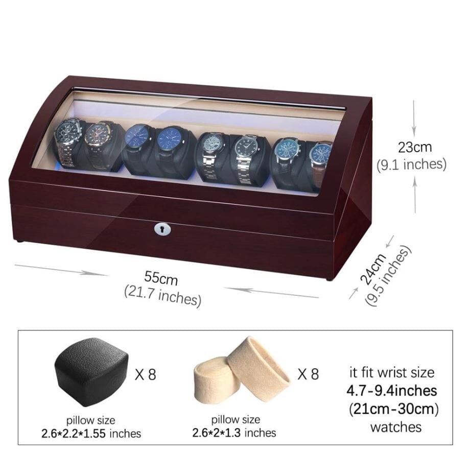 Avoca Watch Winder Box for 8 + 8 Watches in Mahogany Watch Winder Boxes Clinks 