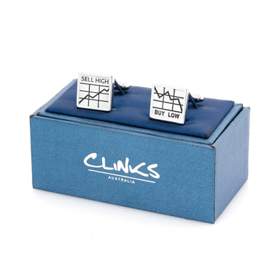 Buy Low Sell High Silver Cufflinks