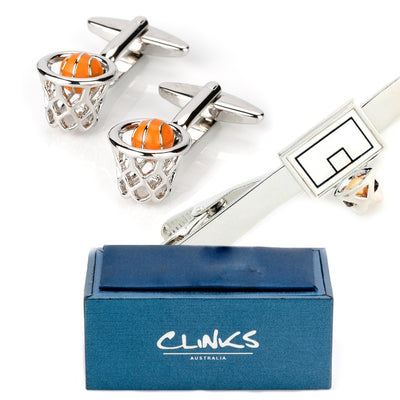 Basketball Hoop NBA Cufflinks & Tie Clip Set