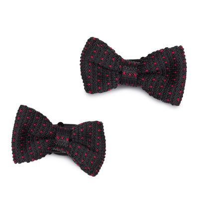 Black/Red Dot Kids Knit Bowtie