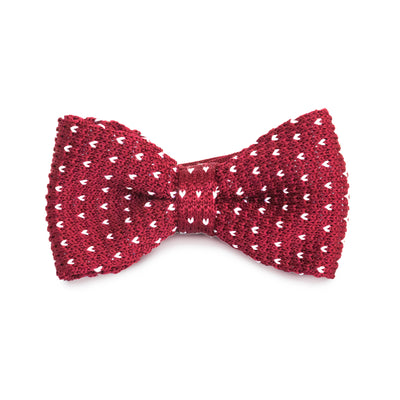 Adult Knit Bow Tie - Maroon/White Dot