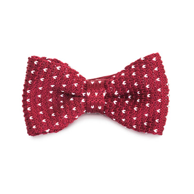 Maroon/White Dot Kids Knit Bowtie