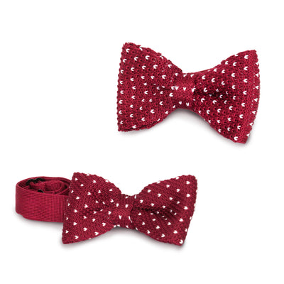 Maroon/White Dot Kids Knit Bowtie