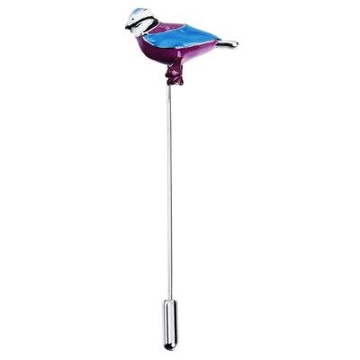 Blue Pink Birds Cufflinks and Stick Pin Set