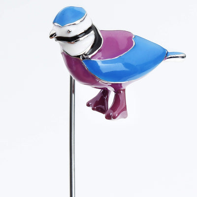 Blue Pink Birds Cufflinks and Stick Pin Set