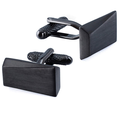 Brushed Gunmetal Angles Cufflinks and Tie Clip Set