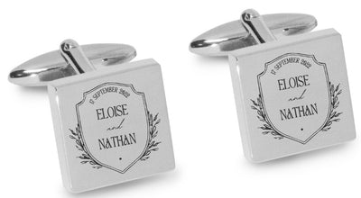 Couple's Engraved Cufflinks Engraving Cufflinks, Silver Black, Couple's Engraved Cufflinks, Engraving Cufflinks, Engraved Cufflinks, Wedding, EC-CEC-SB, Clinks.com