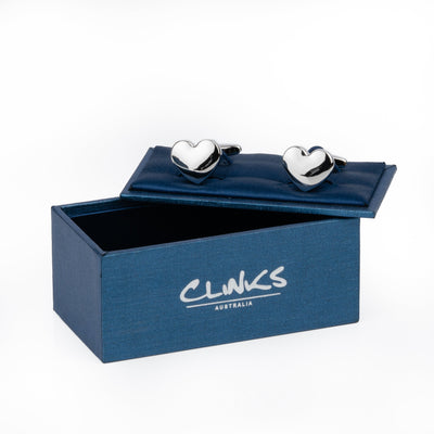 Silver Heart Engravable Cufflinks