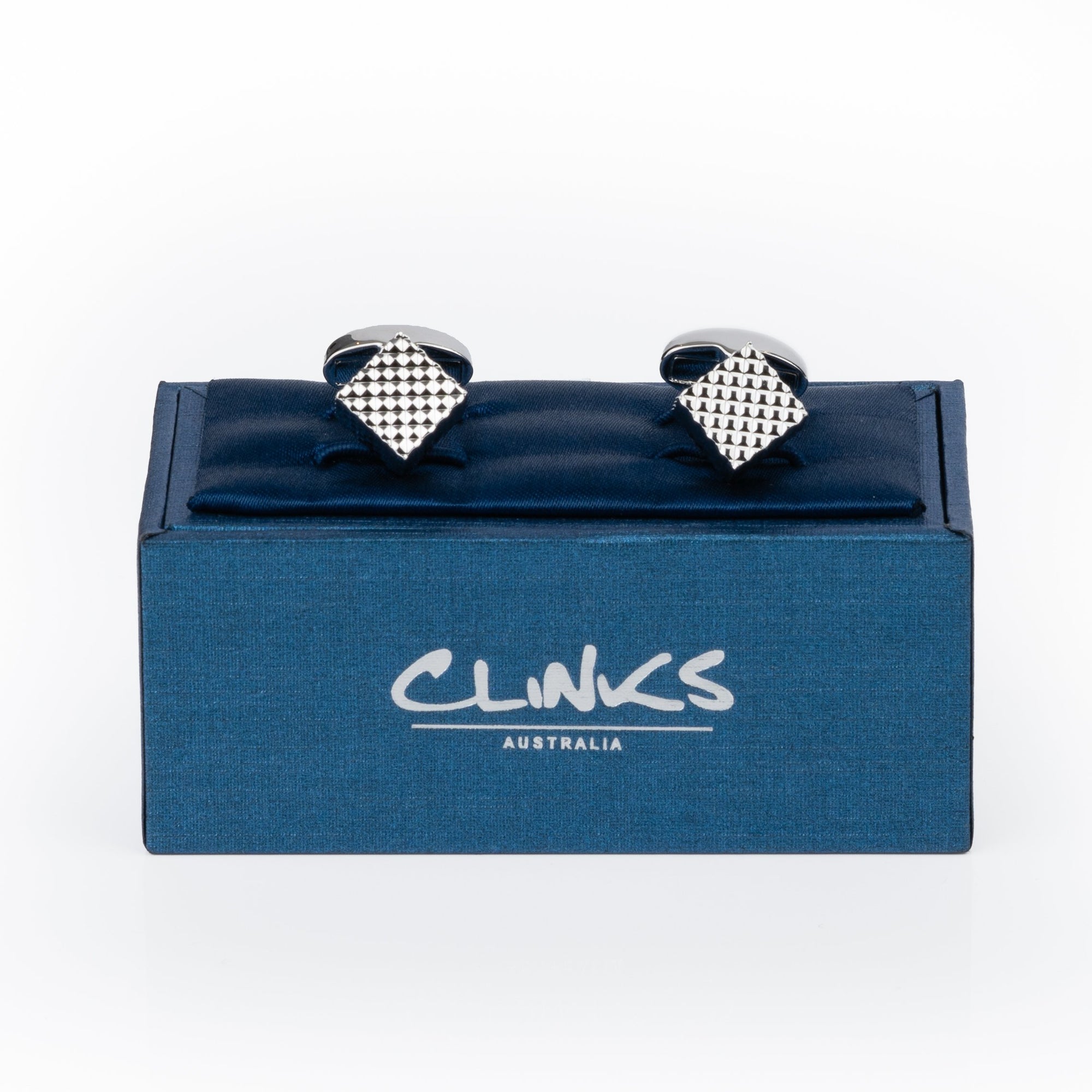 Silver Diamond Textured Cube Cufflinks