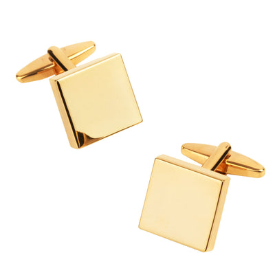 Shiny Gold Square Cufflinks & Tie Clip Set