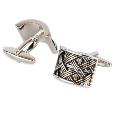 Silver Woven Pattern Cufflinks