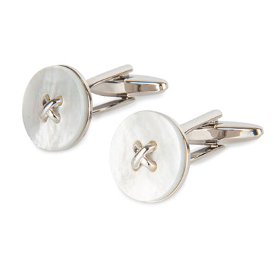 White Mother of Pearl Button Cufflinks