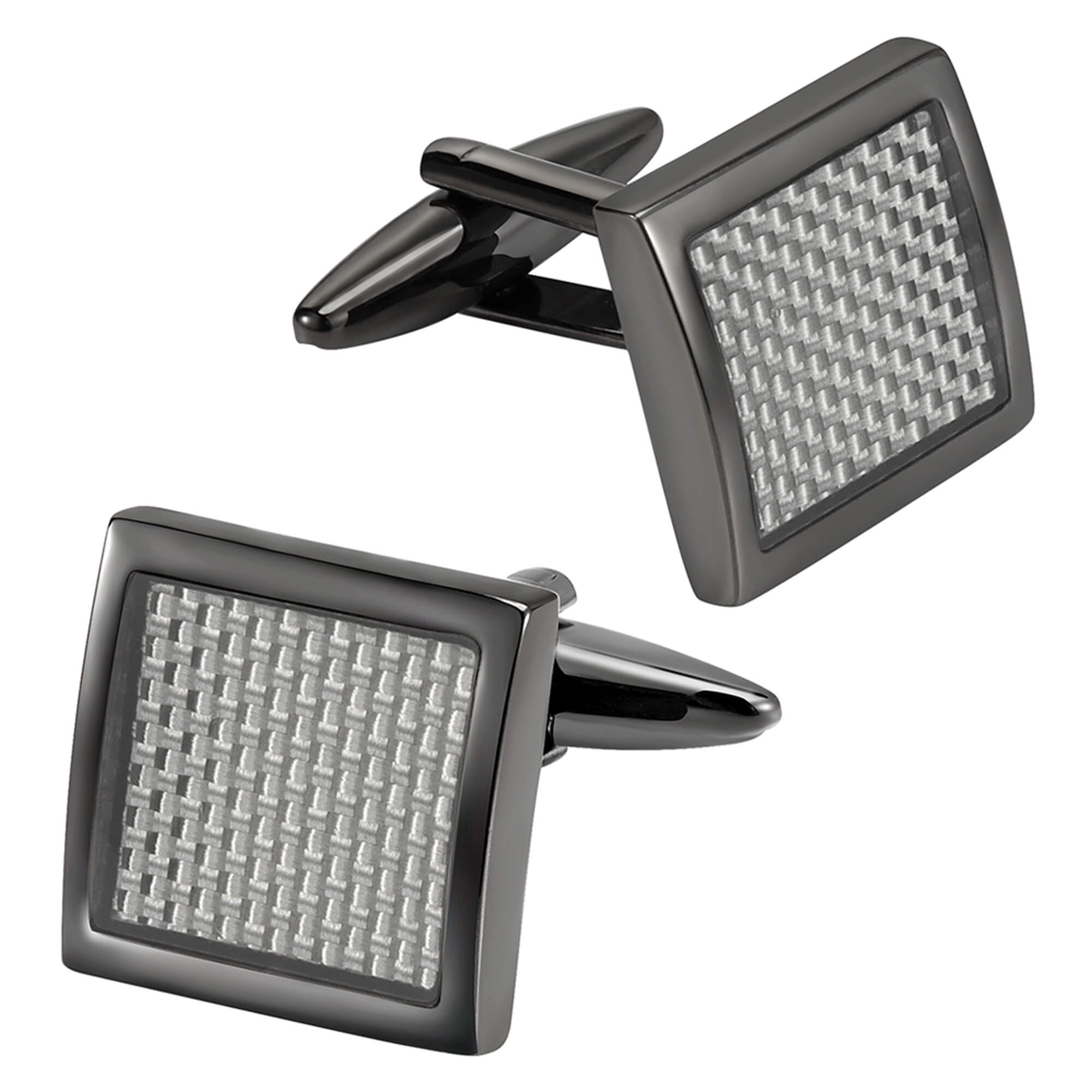 Carbon Fibre in Gunmetal Square Cufflinks