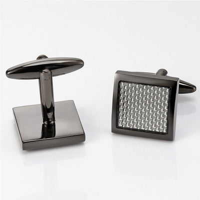 Carbon Fibre in Gunmetal Square Cufflinks