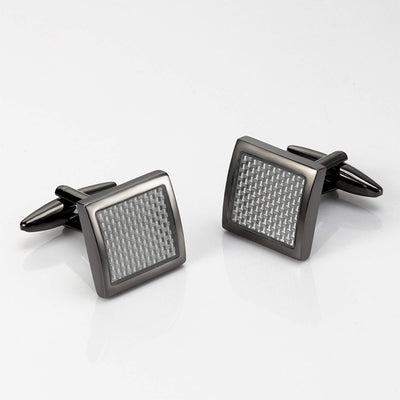 Carbon Fibre in Gunmetal Square Cufflinks