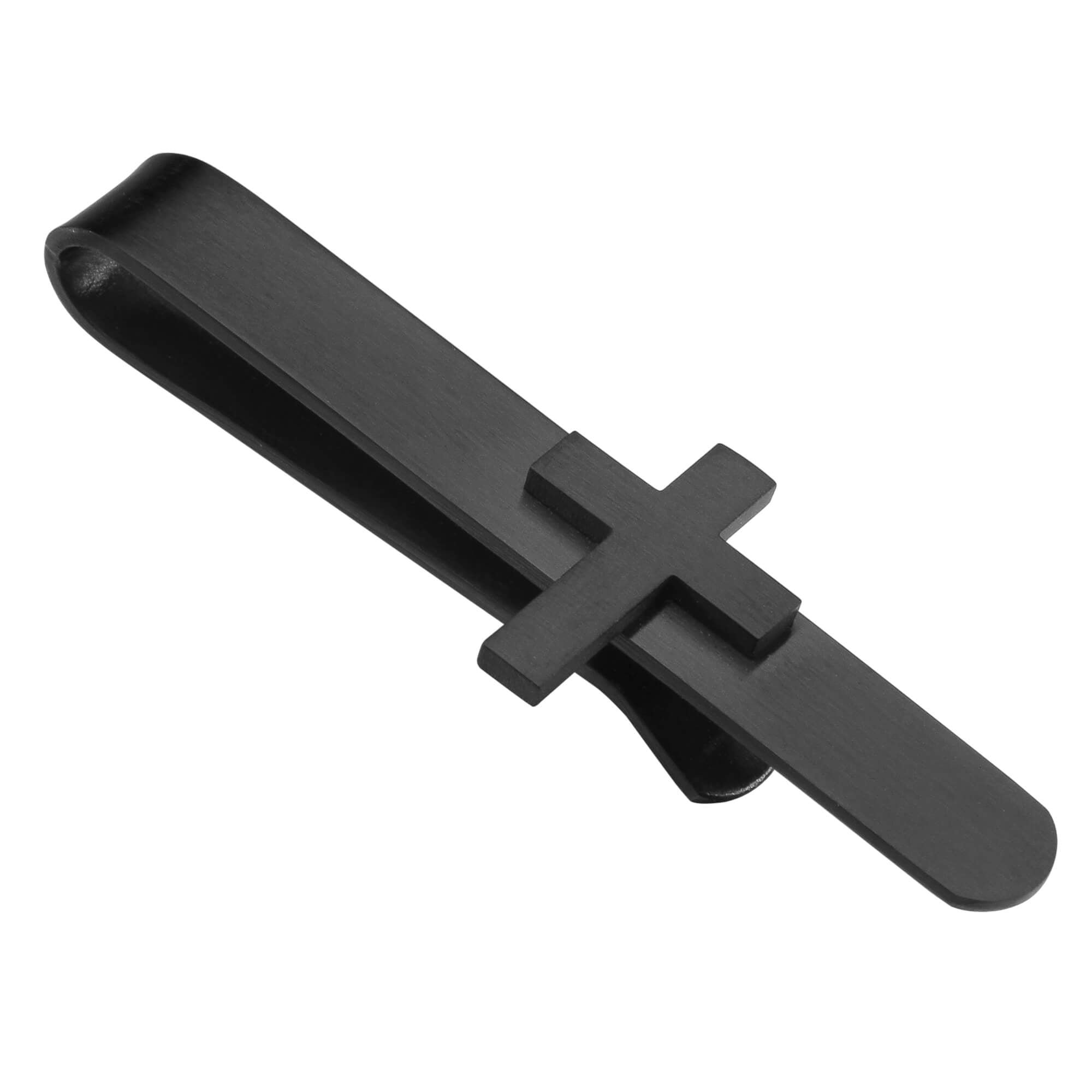 Cross Tie Bar in Brushed Black