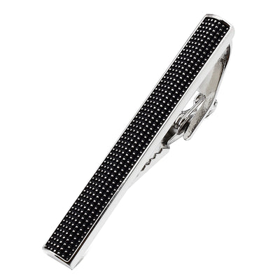 Detailed Black Cufflink and Tie Clip Set