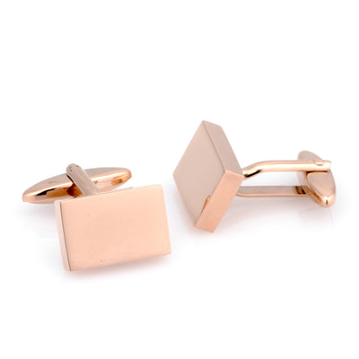 Shiny  Rose Gold Rectangle Engravable Cufflinks