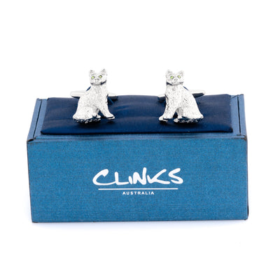 Silver cat with Crystal Eyes Cufflinks