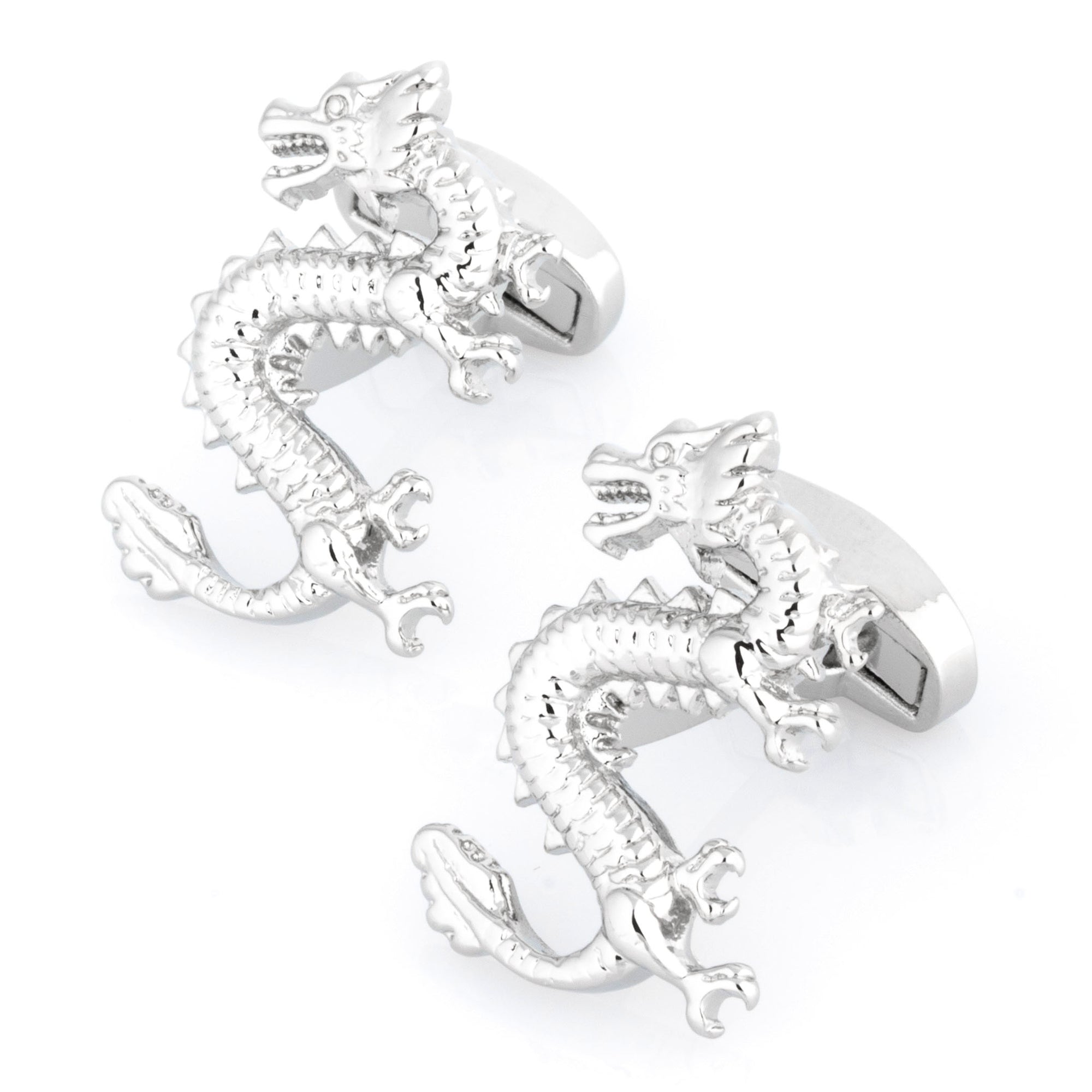 Silver Lucky Chinese Dragon Cufflinks