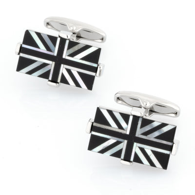 Union Jack - Flag of United Kingdom Cufflinks - Onyx & Mother of Pearl