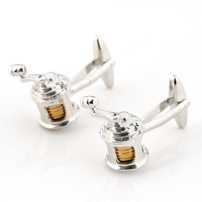 Silver Gold Fishing Reel Cufflinks