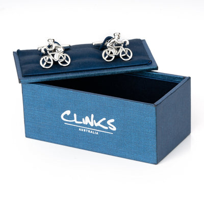 Silver Bicycle Cyclist Cufflinks